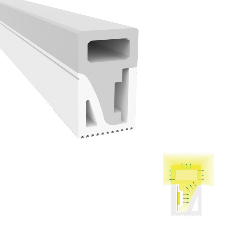 Silicone Flexible LED Channel For 10mm Flexible LED Strip Lights - 12*20mm 180° Three Sides Emitting